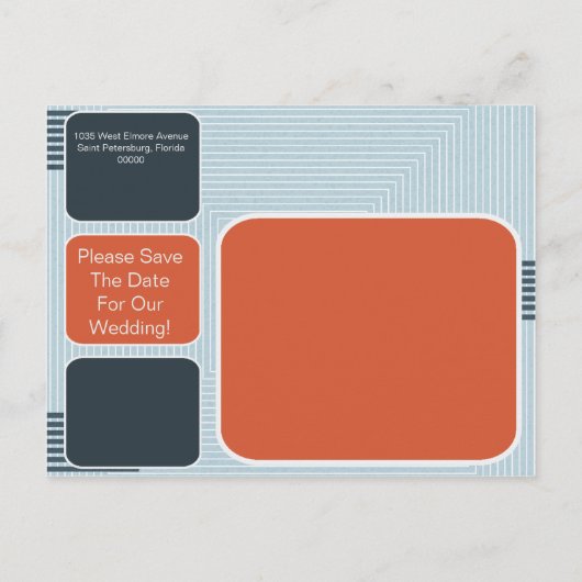 幾何学的モダン結婚式の日付の保存 案内ポストカード (裏面)