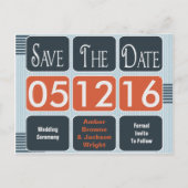 幾何学的モダン結婚式の日付の保存 案内ポストカード (正面)