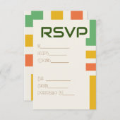 幾何学的モダン結婚式のRSVPと食の選択肢 エンクロージャーカード (正面/裏面)