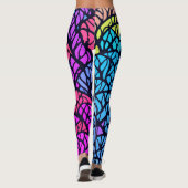 幾何学的モダン虹色ステンドグラス模様 レギンス (裏面)