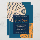 幾何学的モダン誕生日招待状 招待状 (正面/裏面)