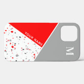 幾何学的モダン赤灰色テラゾモノグラム Case-Mate iPhoneケース (裏面 (横))