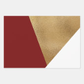 幾何学的モダン赤金ゴールドホワイトクリスマス ラッピングペーパーシート (正面2)