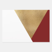 幾何学的モダン赤金ゴールドホワイトクリスマス ラッピングペーパーシート (正面)