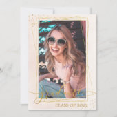 幾何学的モダン赤面ピンク金ゴールド卒業写真 案内状 (正面)