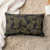 幾何学的モダン金ゴールドパイナップルデザイン ランバークッション (ブランケット)