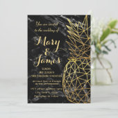 幾何学的モダン金ゴールドパイナッ結婚プルデザイン 招待状 (スタンド正面)