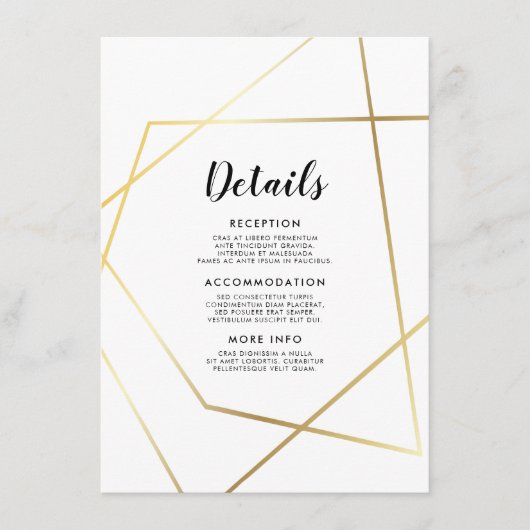 幾何学的モダン金ゴールドフレームゲスト情報カード エンクロージャーカード (正面)