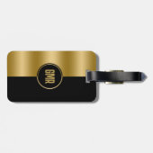 幾何学的モダン金ゴールド&ブラックストライプモノグラム2 ラゲッジタグ (裏面横)