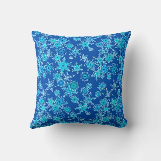 幾何学的モダン雪片、サファイアブルー クッション (裏面)