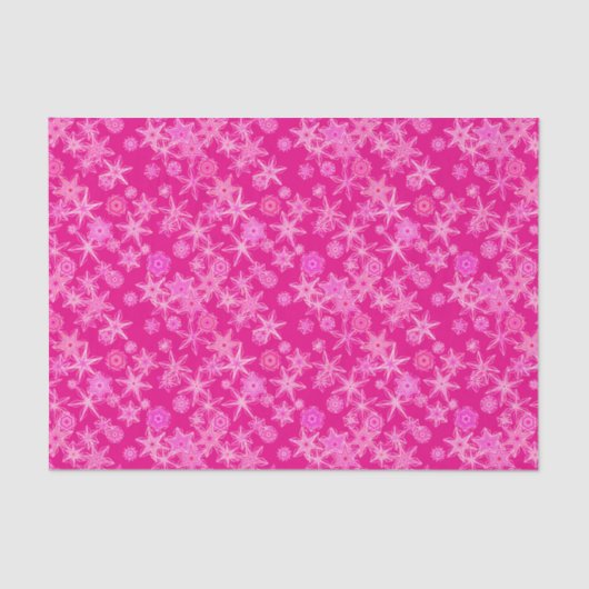 幾何学的モダン雪片、深い明るい赤紫色ピンク 薄葉紙 (正面)
