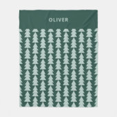 幾何学的モダン青の緑のクリスマスツリーグラフィック フリースブランケット (正面)