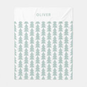 幾何学的モダン青の緑のクリスマスツリーグラフィック フリースブランケット (正面)