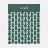 幾何学的モダン青の緑のクリスマスツリーグラフィック フリースブランケット (正面)