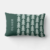 幾何学的モダン青の緑のクリスマスツリーグラフィック ランバークッション (裏面)