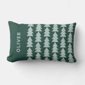 幾何学的モダン青の緑のクリスマスツリーグラフィック ランバークッション (正面)