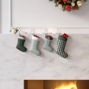 幾何学的モダン青クリスマスツリーのグラフィック スモールクリスマスストッキング