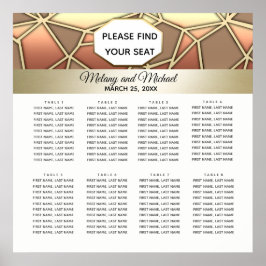 幾何学的モダン高級金ゴールド/ブロンズ結婚ズ ポスター