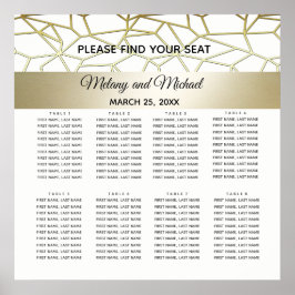 幾何学的モダン高級金ゴールド/ホワ結婚イト ポスター