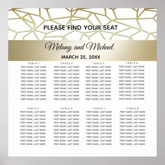 幾何学的モダン高級金ゴールド/ホワ結婚イト ポスター (正面)