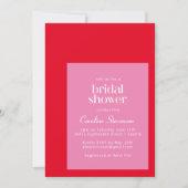 幾何学的モダン鮮やかなピンク色の赤ブライダルシャワー 招待状 (正面)
