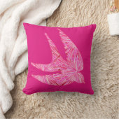 幾何学的モダン鳥、明るい赤紫色およびライトピンクトロ クッション (ブランケット)