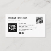 幾何学的モダン黒はっきりした抽象芸術QRコードロゴ 名刺 (裏面)