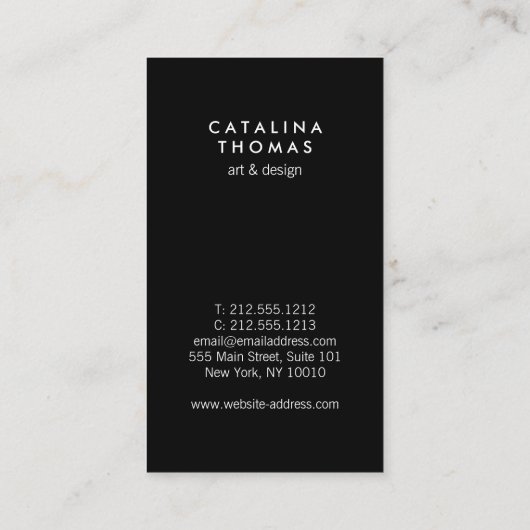 幾何学的モダン黒はっきりした色とネオン黄色のパターン 名刺 (裏面)