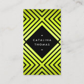 幾何学的モダン黒はっきりした色とネオン黄色のパターン 名刺 (正面)