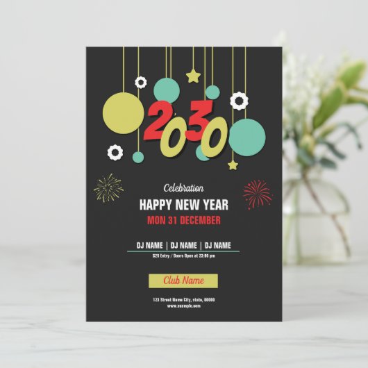幾何学的モダン2030年大晦日パーティー 招待状 (スタンド正面)