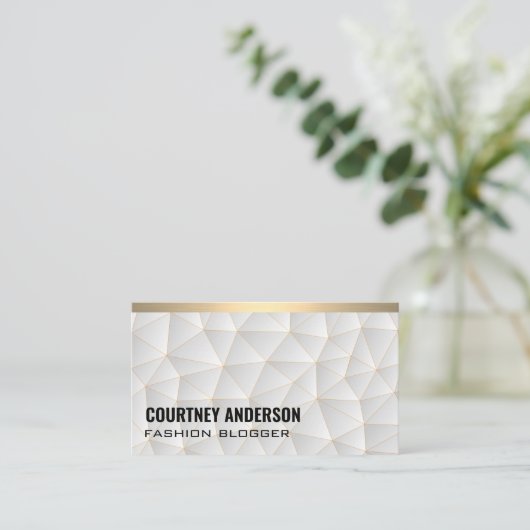 幾何学的モダン |金ゴールドトリム 名刺 (スタンド正面)