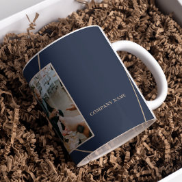 幾何学的モチャベージュハッピーホリデーズカンパニー写真 コーヒーマグカップ