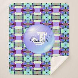 幾何学的モノグラムのシック芸術的鮮やかなパターン シェルパブランケット