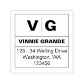 幾何学的モノグラムはっきりした差出人住所スクエア セルフインキングスタンプ (デザイン)