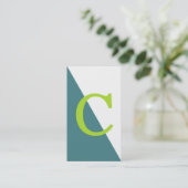 幾何学的モノグラムグリーン 名刺 (スタンド正面)