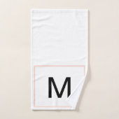 幾何学的モノグラムピンクグリーン白ストライプ色 バスタオルセット (ハンドタオル)