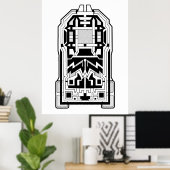 幾何学的モノリス抽象芸術白黒 ポスター (ホームオフィス)