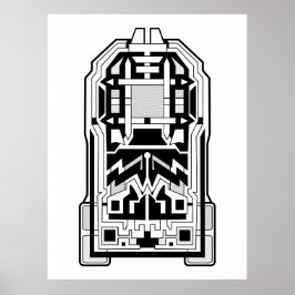 幾何学的モノリス抽象芸術白黒 ポスター