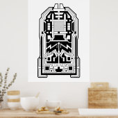 幾何学的モノリス抽象芸術白黒 ポスター (キッチン)