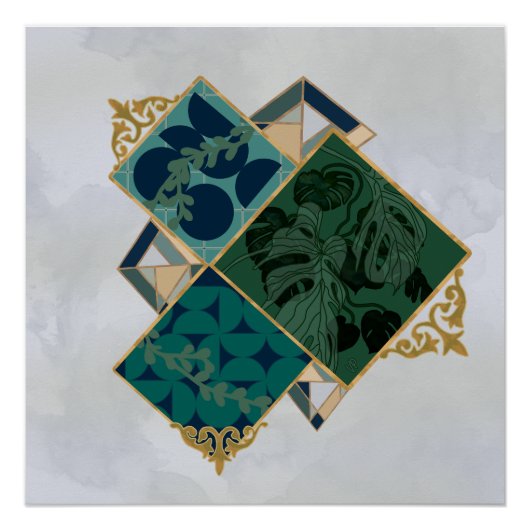 幾何学的モンステラ ポスター (正面)