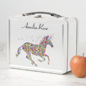 幾何学的ユニコーンの女の子名 メタルランチボックス (インサイチュ)