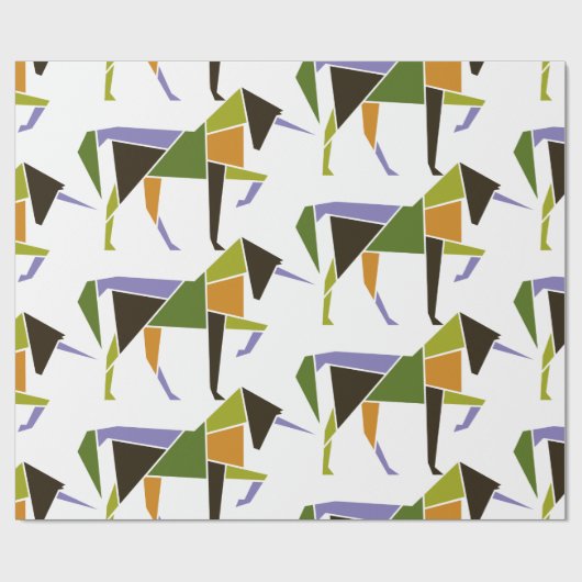 幾何学的ユニコーンモダン抽象芸術タングラム動物 ラッピングペーパー (フラット)