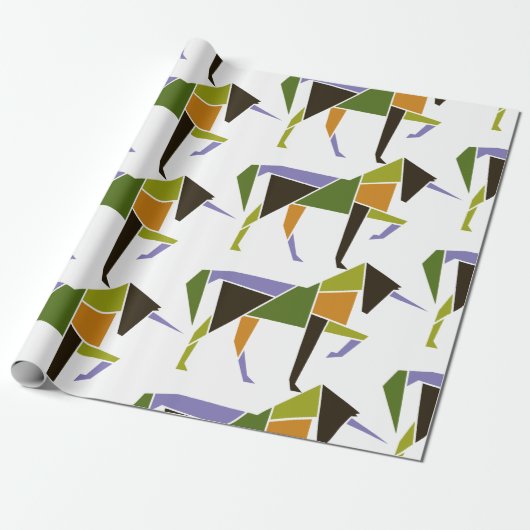 幾何学的ユニコーンモダン抽象芸術タングラム動物 ラッピングペーパー (アンロールド)