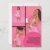 幾何学的ユニークピンクブラック4枚の写真卒業 招待状 (裏面)