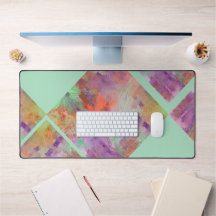 幾何学的ユニーク抽象芸術ミントグリーン&オレンジ