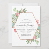 幾何学的ユーカリのクリスマスの確認 招待状 (正面)