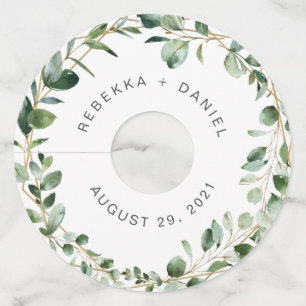 幾何学的ユーカリパーソナライズされたグ結婚リー ワイングラスタグ