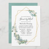 幾何学的ユーカリブライダルまたはベビーシャワーbyメール 招待状 (正面/裏面)