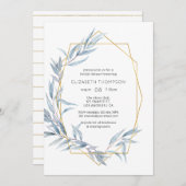 幾何学的ユーカリブライダルシャワー 招待状 (正面/裏面)