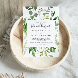 幾何学的ユーカリプタスブラウンフローラ結婚ズ 招待状